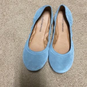 Suede lucky ballet flats light blue